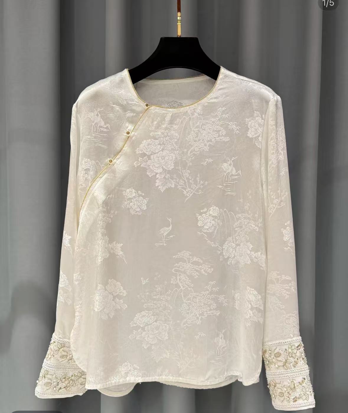 アイボリージャカード ブラウス